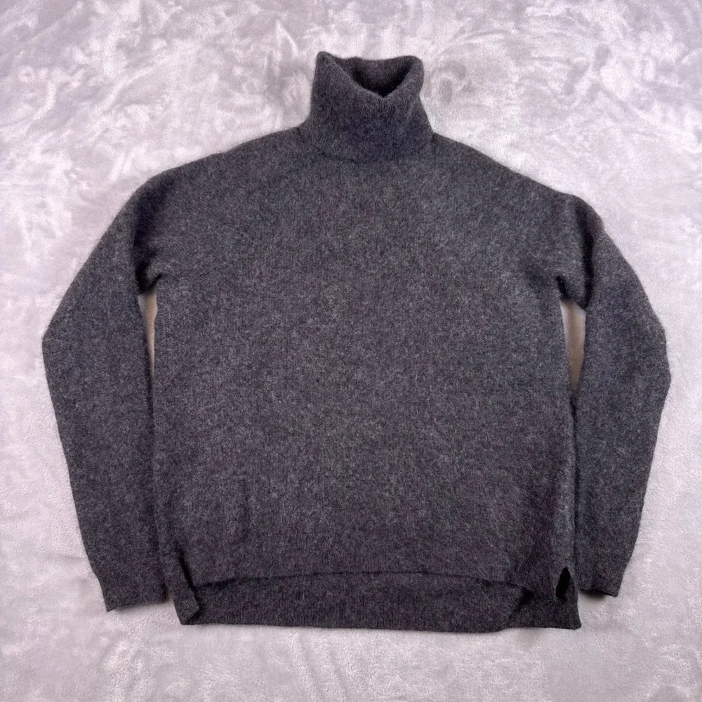 Theory 100% Cashmere Turtleneck Sweater Charcoal Gray Heather Womens Size S P